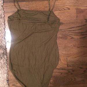 American Apparel Green Spaghetti Strap Bodysuit